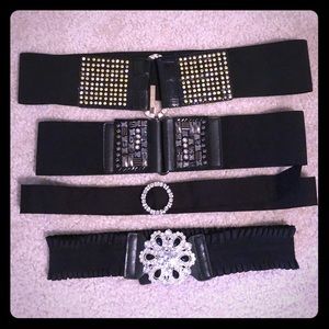 Bundle 4 black embellished dressy belts! Sz L/XL